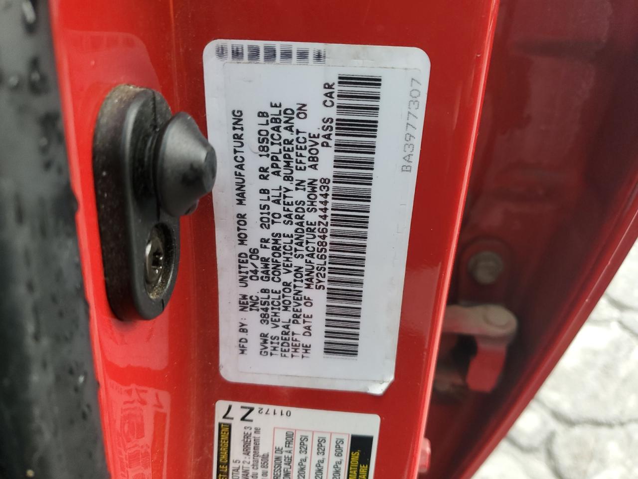 2006 Pontiac Vibe VIN: 5Y2SL65846Z444438 Lot: 62760495