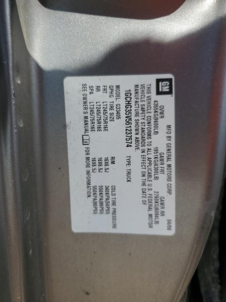 2006 Chevrolet Express G3500 VIN: 1GCHG35V561237574 Lot: 61170275