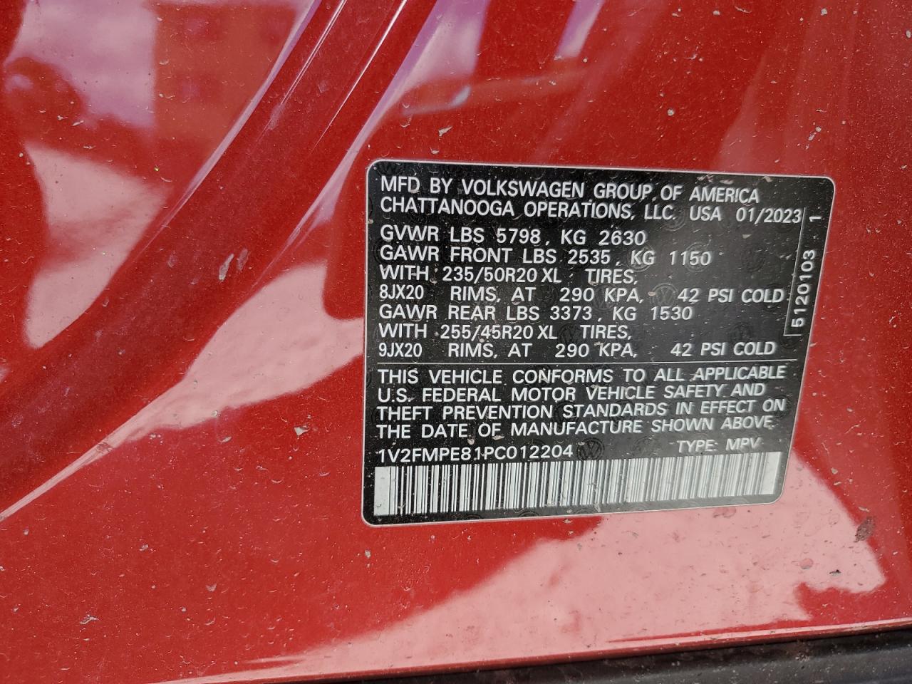 2023 Volkswagen Id.4 Pro S VIN: 1V2FMPE81PC012204 Lot: 61662435