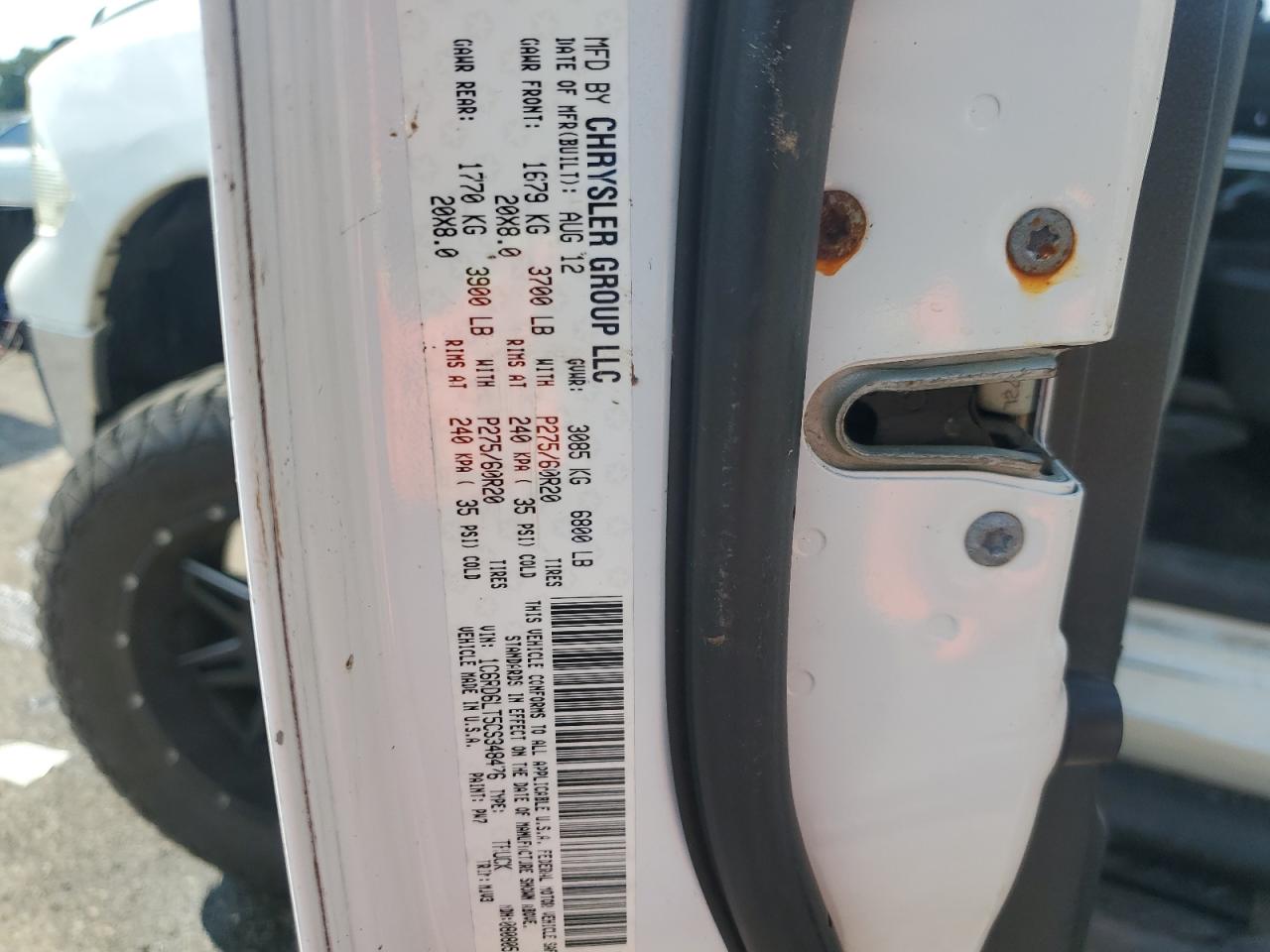 2012 Dodge Ram 1500 Slt VIN: 1C6RD6LT5CS348476 Lot: 61973435