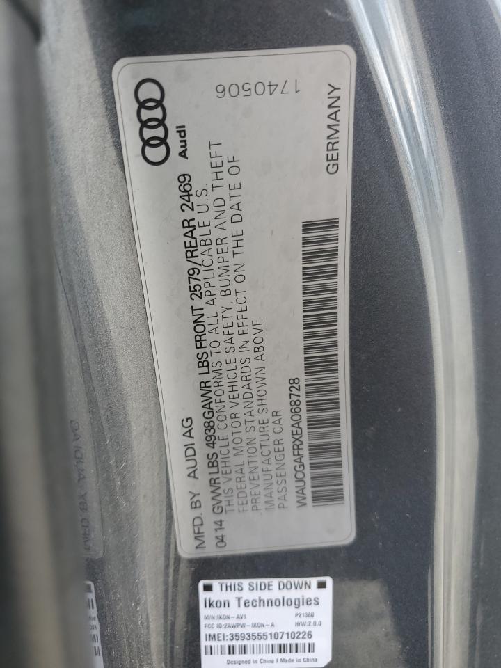 2014 Audi S5 Premium Plus VIN: WAUCGAFRXEA068728 Lot: 60158425