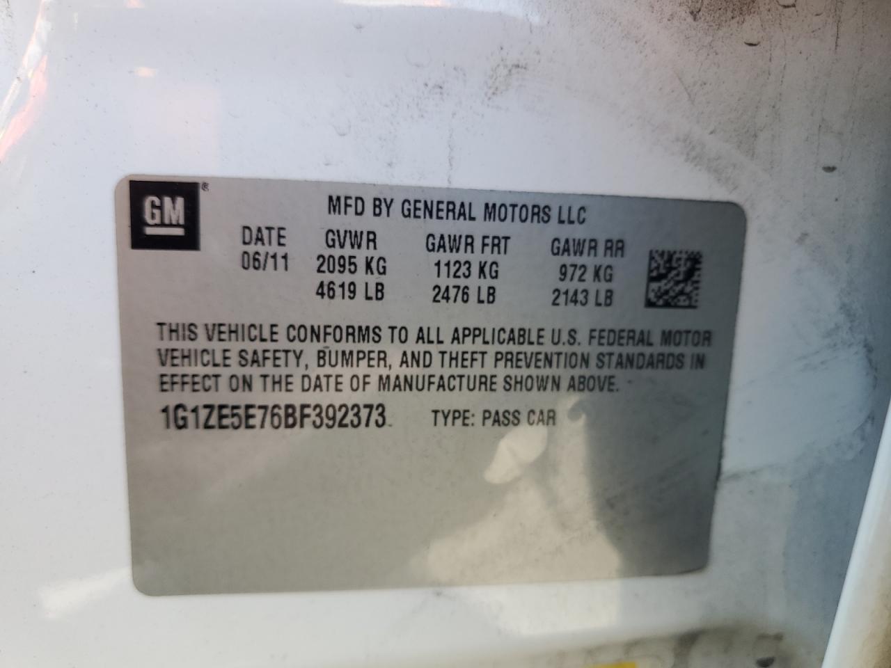 CHEVROLET MALIBU 2011 VIN 1G1ZE5E76BF392373 фото 12