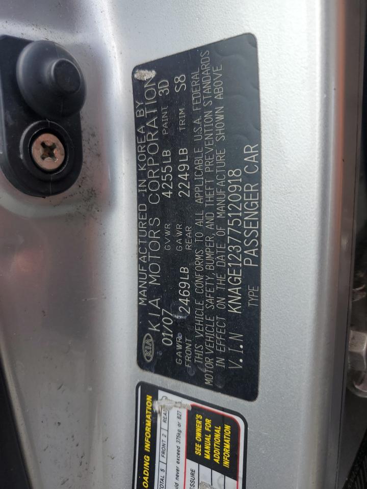 2007 Kia Optima Lx VIN: KNAGE123775120918 Lot: 61555825