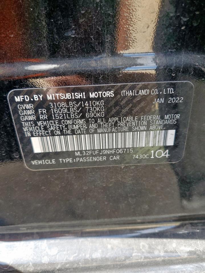 2022 Mitsubishi Mirage G4 Es VIN: ML32FUFJ9NHF06715 Lot: 62605035