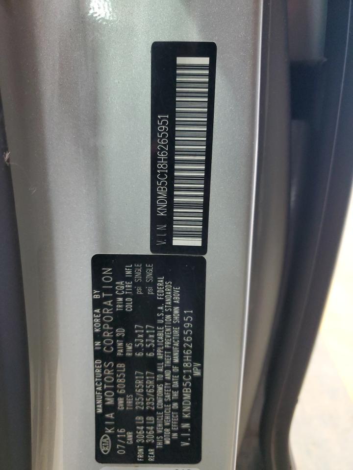 2017 Kia Sedona Lx VIN: KNDMB5C18H6265951 Lot: 60746345