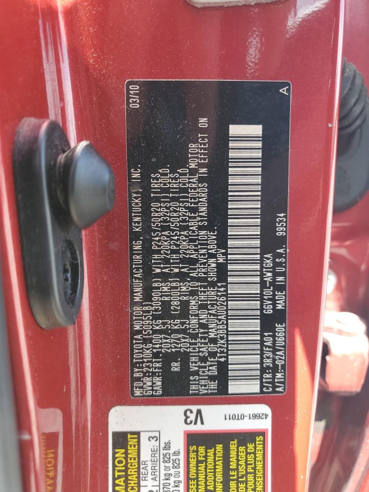2010 Toyota Venza VIN: 4T3ZK3BB5AU026141 Lot: 62327065