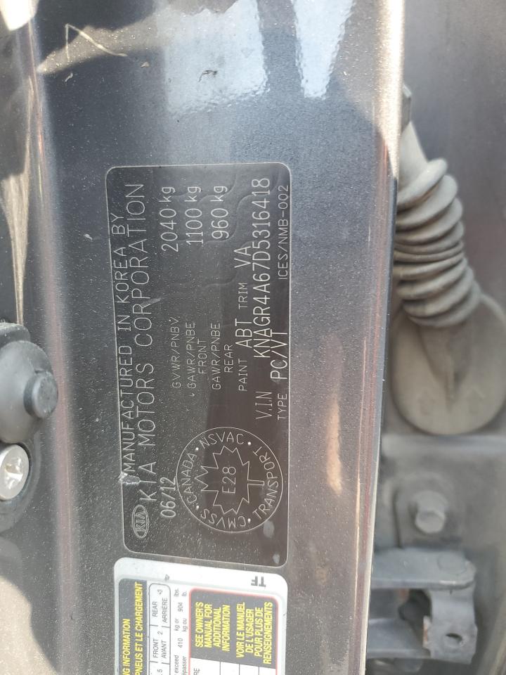 2013 Kia Optima Sx VIN: KNAGR4A67D5316418 Lot: 59123005