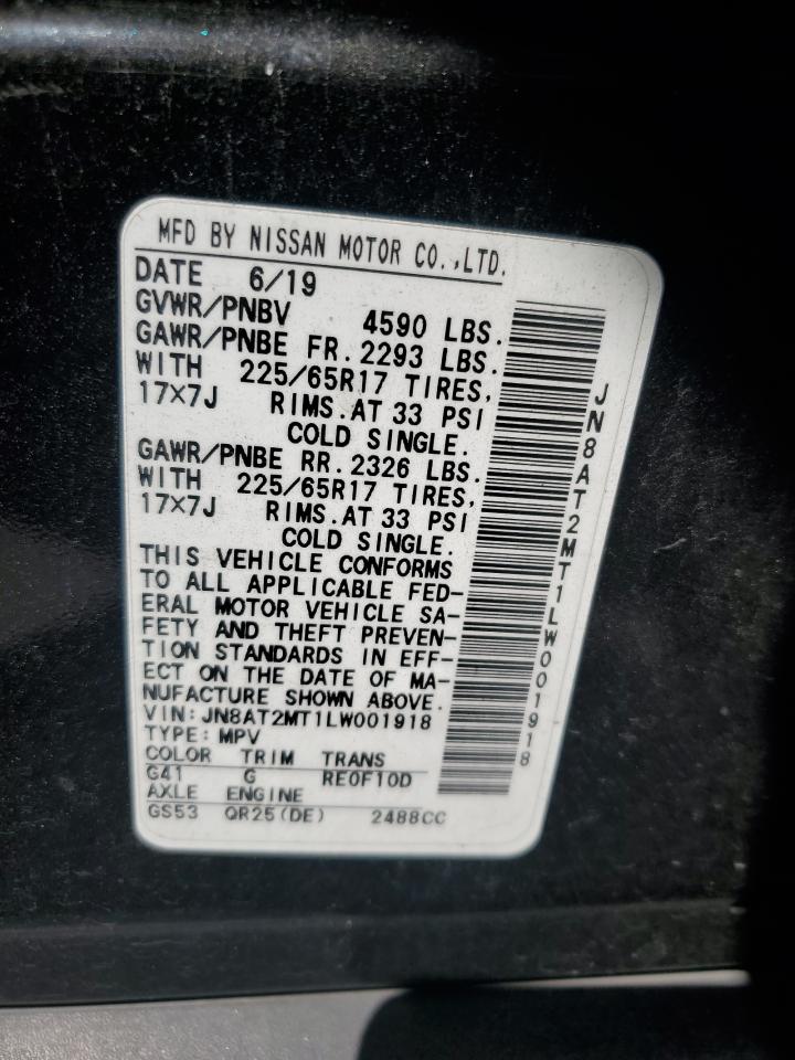 2020 Nissan Rogue S VIN: JN8AT2MT1LW001918 Lot: 62707015