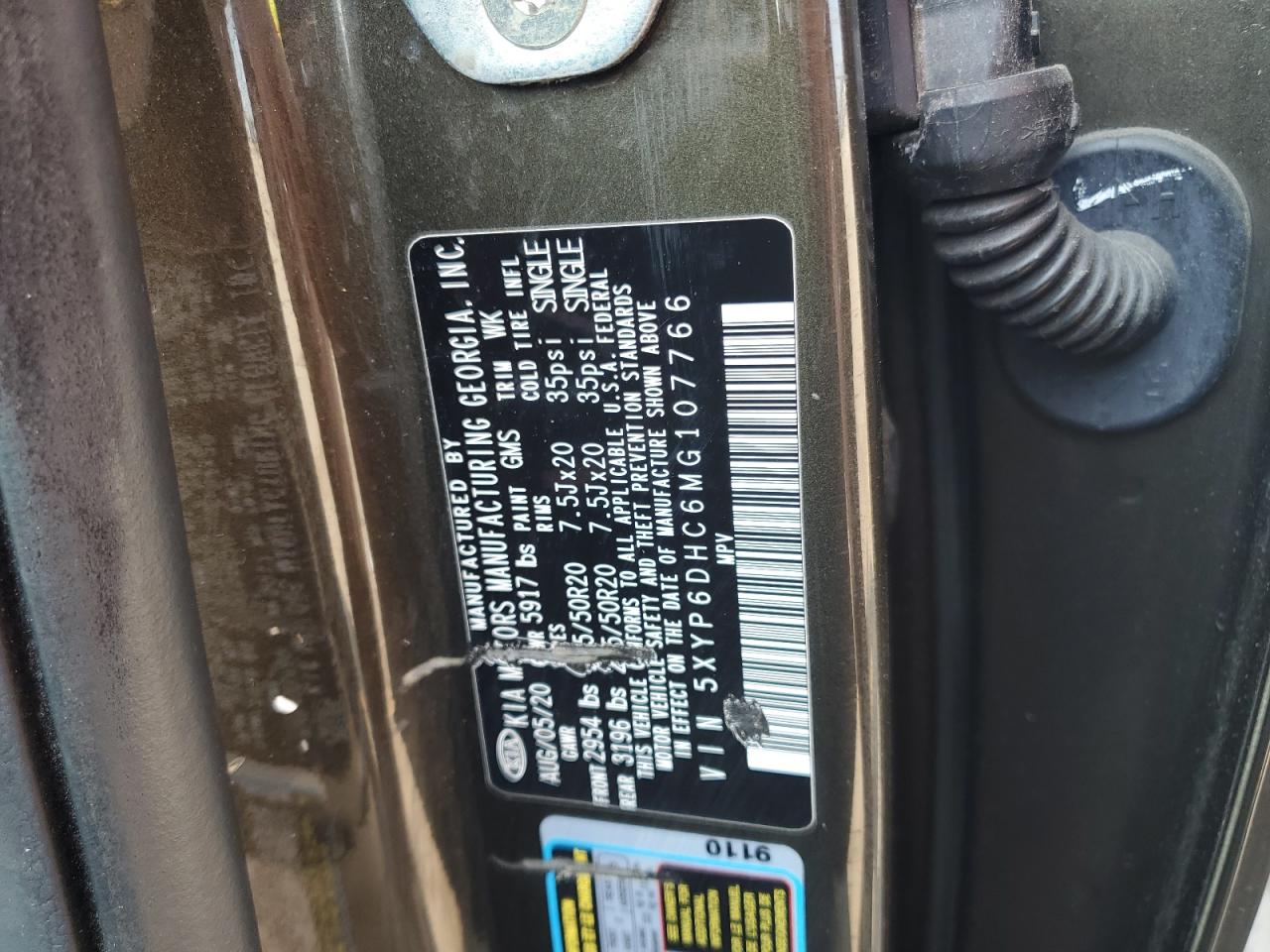 2021 Kia Telluride S VIN: 5XYP6DHC6MG107766 Lot: 59279735