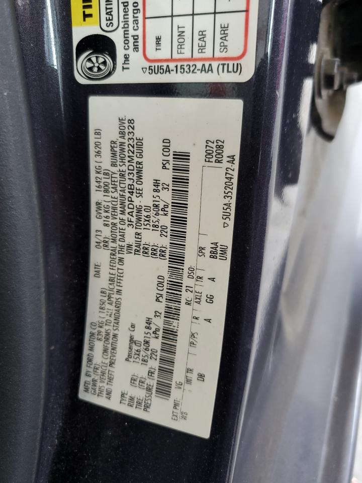 2013 Ford Fiesta Se VIN: 3FADP4BJ3DM223328 Lot: 62772775