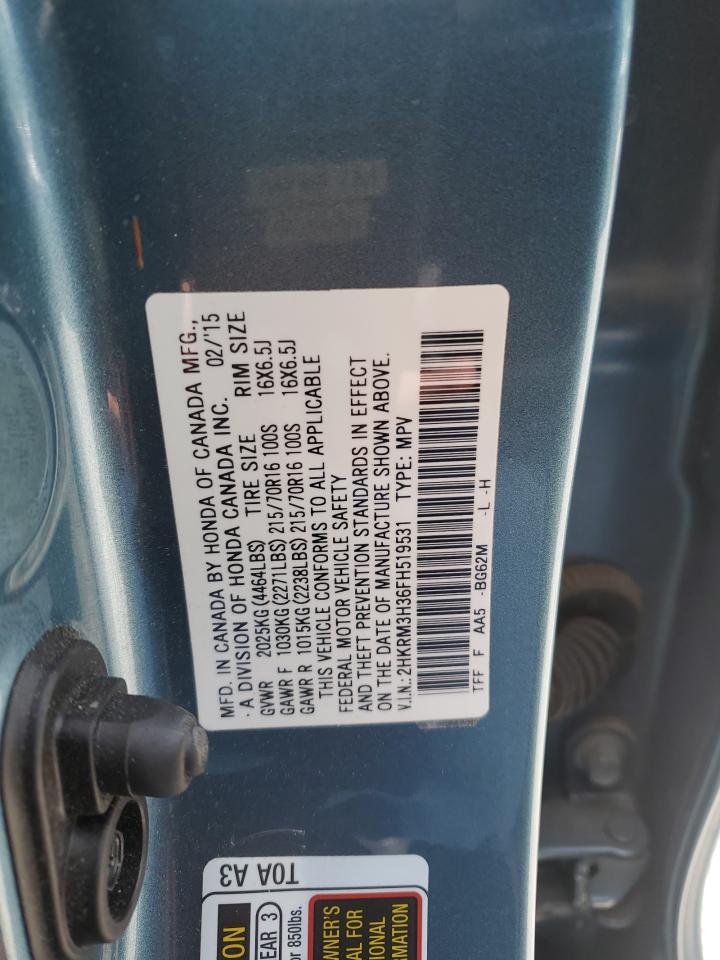 2015 Honda Cr-V Lx VIN: 2HKRM3H36FH519531 Lot: 61587685