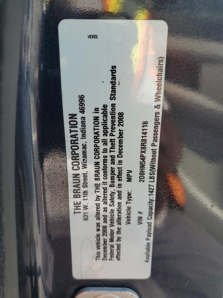 2008 Dodge Grand Caravan Sxt VIN: 2D8HN54PX8R814118 Lot: 61160025