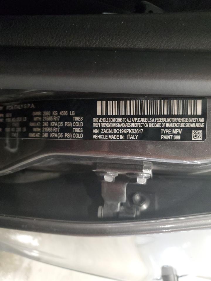 2019 Jeep Renegade Trailhawk VIN: ZACNJBC19KPK63617 Lot: 60654575