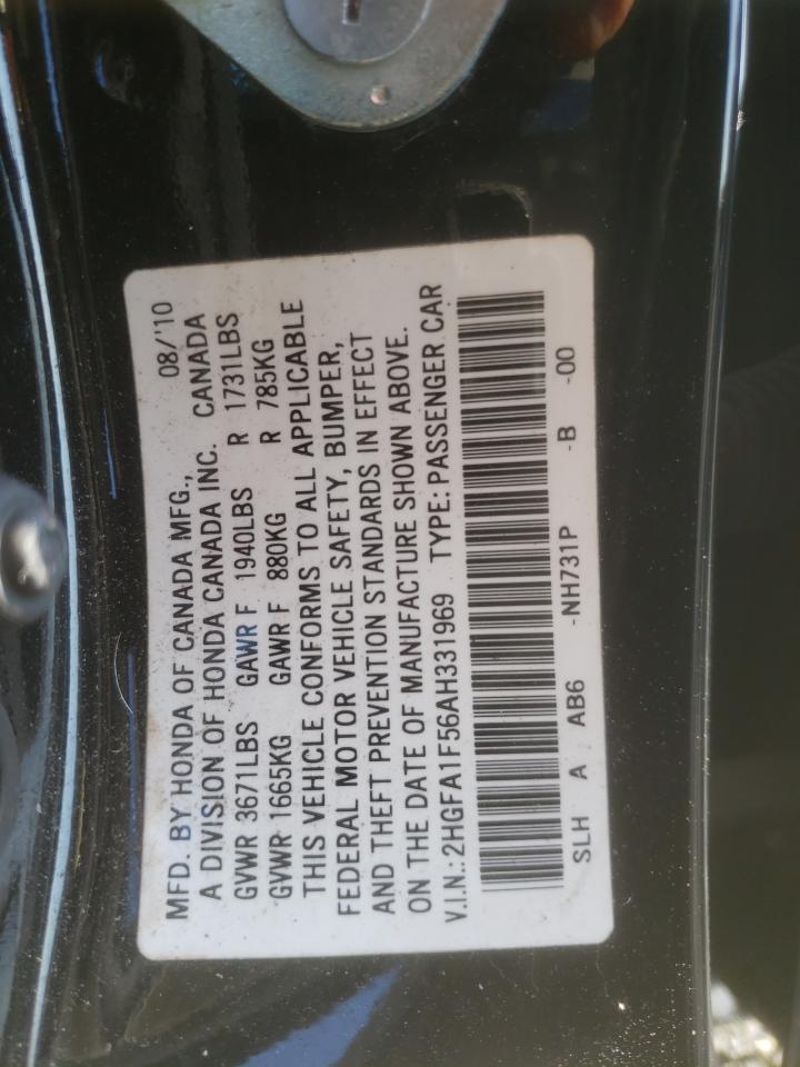 2010 Honda Civic Lx VIN: 2HGFA1F56AH331969 Lot: 60531835