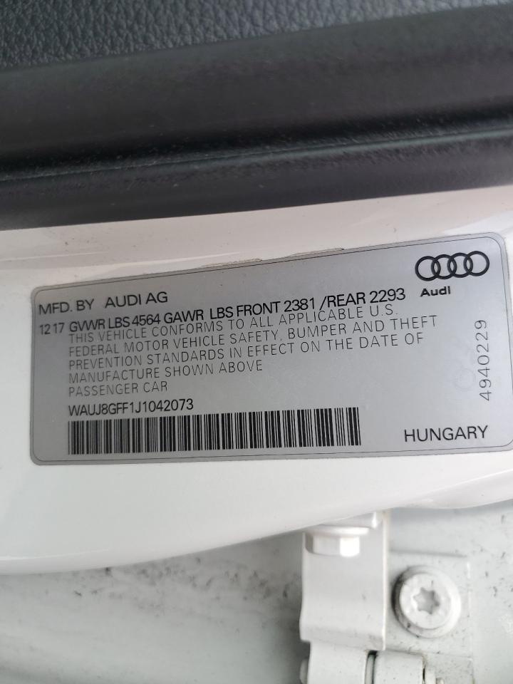 2018 Audi A3 Premium Plus VIN: WAUJ8GFF1J1042073 Lot: 61302455