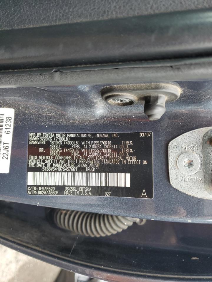 TOYOTA TUNDRA 2007 VIN 5TBBV54107S457661 zdjęcie 12