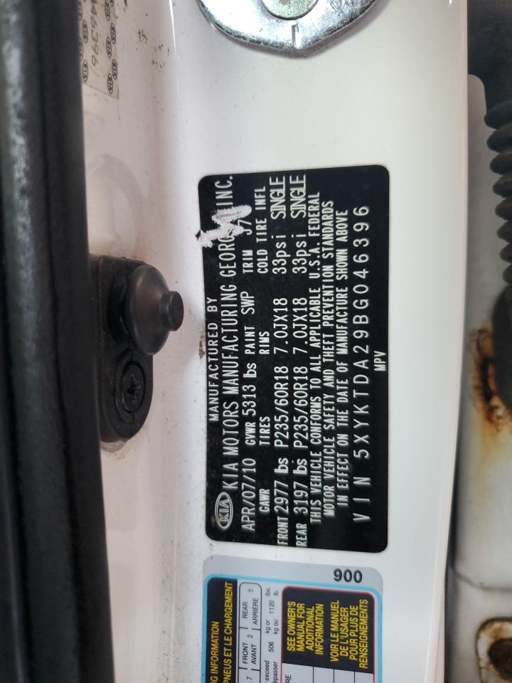 2011 Kia Sorento Base VIN: 5XYKTDA29BG046396 Lot: 62151235