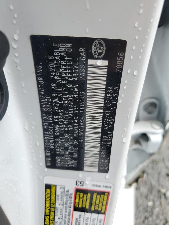 2020 Toyota Camry Xse VIN: 4T1K61AK4LU995386 Lot: 60406215