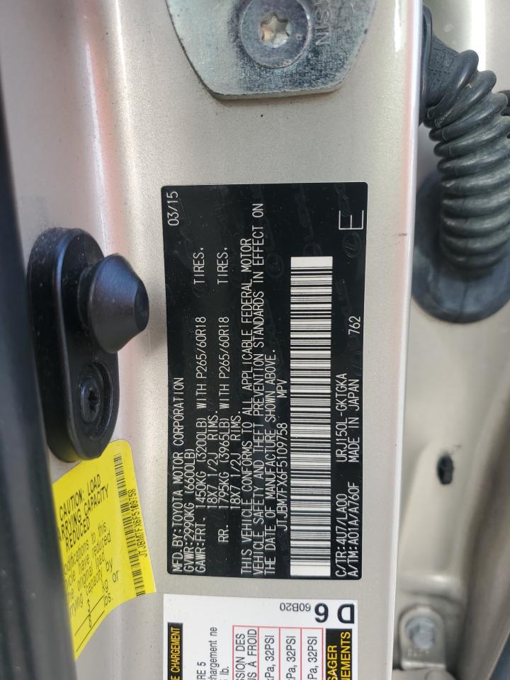 2015 Lexus Gx 460 VIN: JTJBM7FX6F5109758 Lot: 62952965