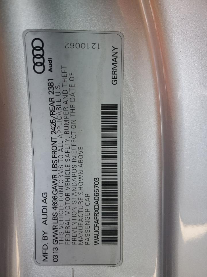 2013 Audi A5 Premium VIN: WAUCFAFRXDA065703 Lot: 62964285