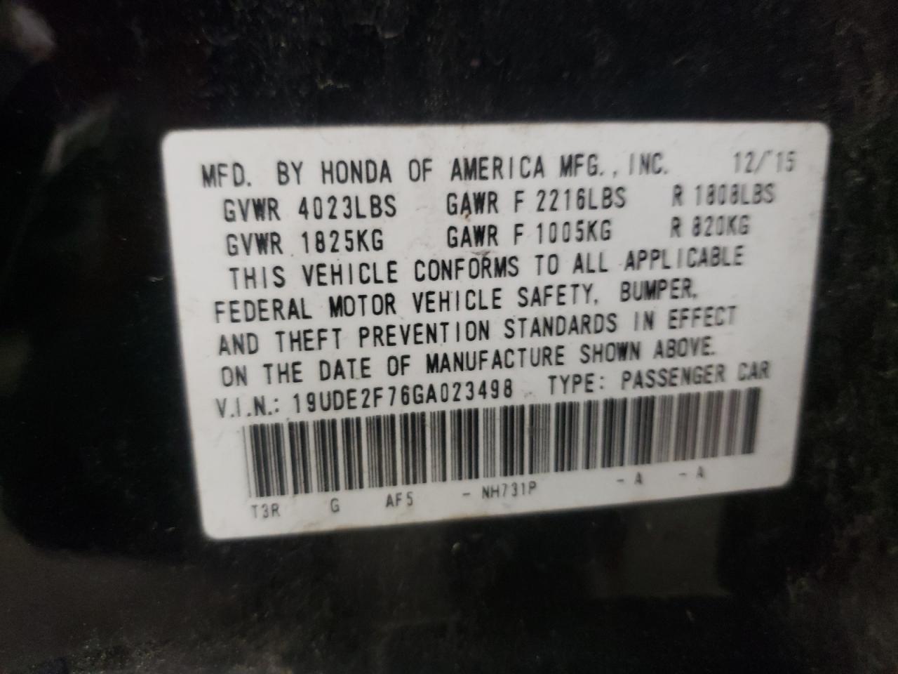 2016 Acura Ilx Premium VIN: 19UDE2F76GA023498 Lot: 61246775