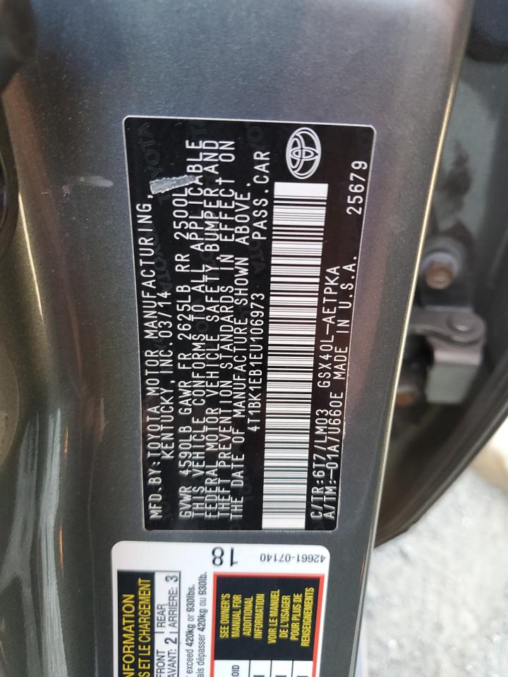 TOYOTA AVALON 2014 VIN 4T1BK1EB1EU106973 фото 12