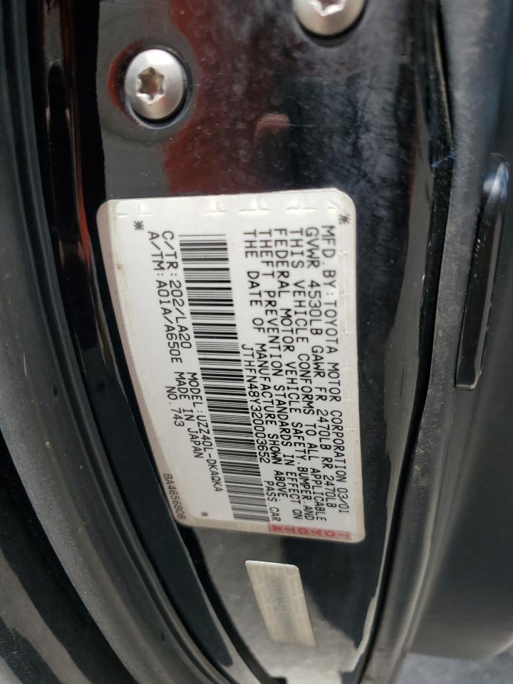 2002 Lexus Sc 430 VIN: JTHFN48Y320003652 Lot: 62117155