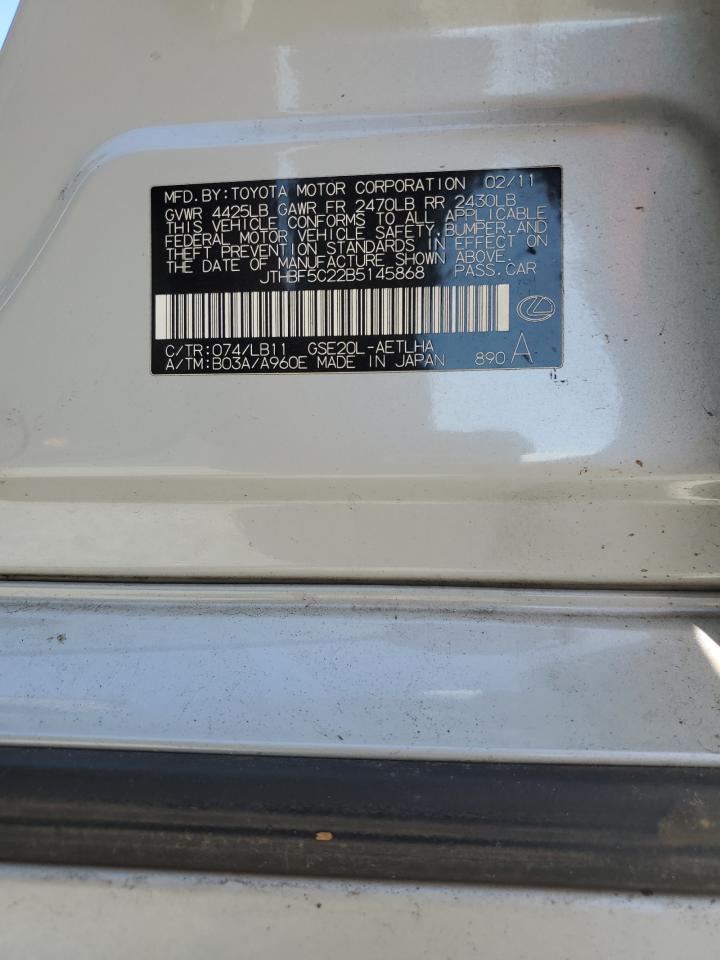 2011 Lexus Is 250 VIN: JTHBF5C22B5145868 Lot: 61058495