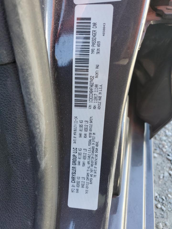 2015 Chrysler 200 Limited VIN: 1C3CCCAB4FN627452 Lot: 60923745