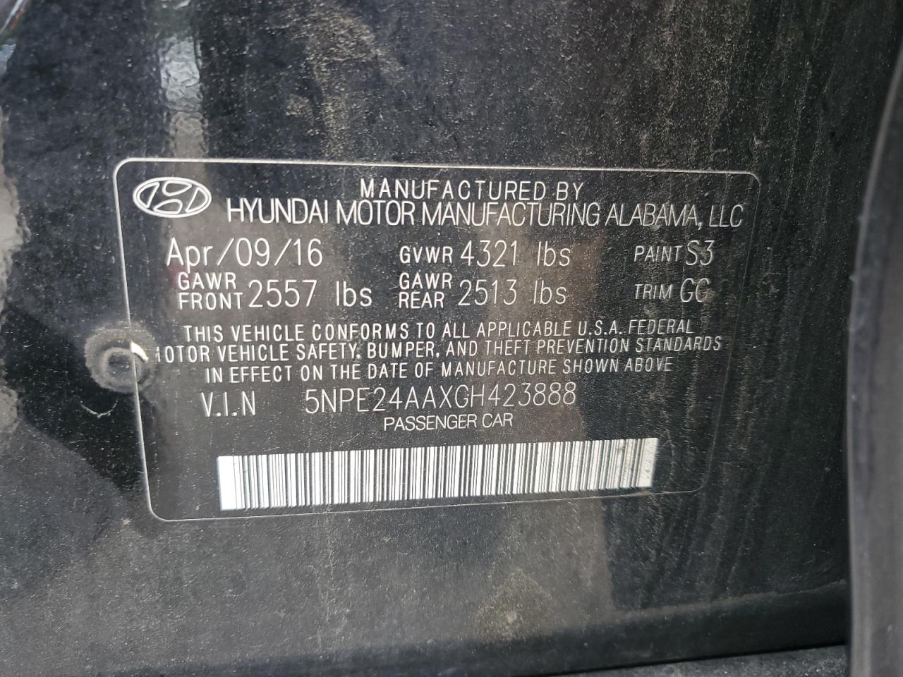 HYUNDAI SONATA 2016 VIN 5NPE24AAXGH423888 фото 12