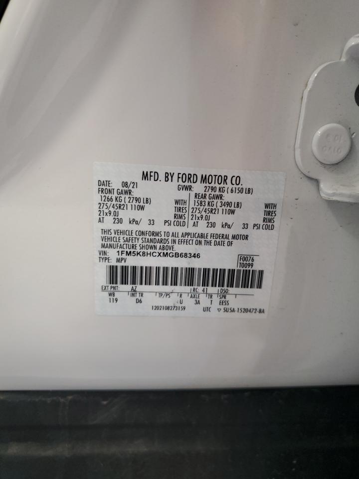 2021 Ford Explorer Platinum VIN: 1FM5K8HCXMGB68346 Lot: 62085605