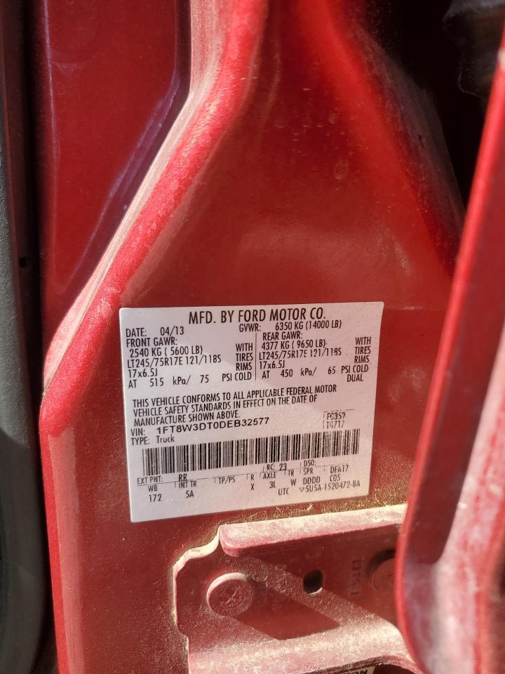 2013 Ford F350 Super Duty VIN: 1FT8W3DT0DEB32577 Lot: 59750925
