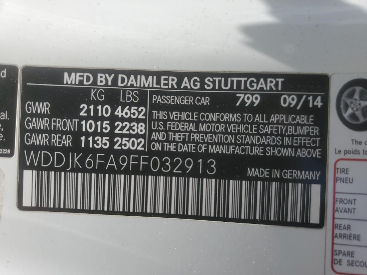 2015 Mercedes-Benz Sl 400 VIN: WDDJK6FA9FF032913 Lot: 59659165
