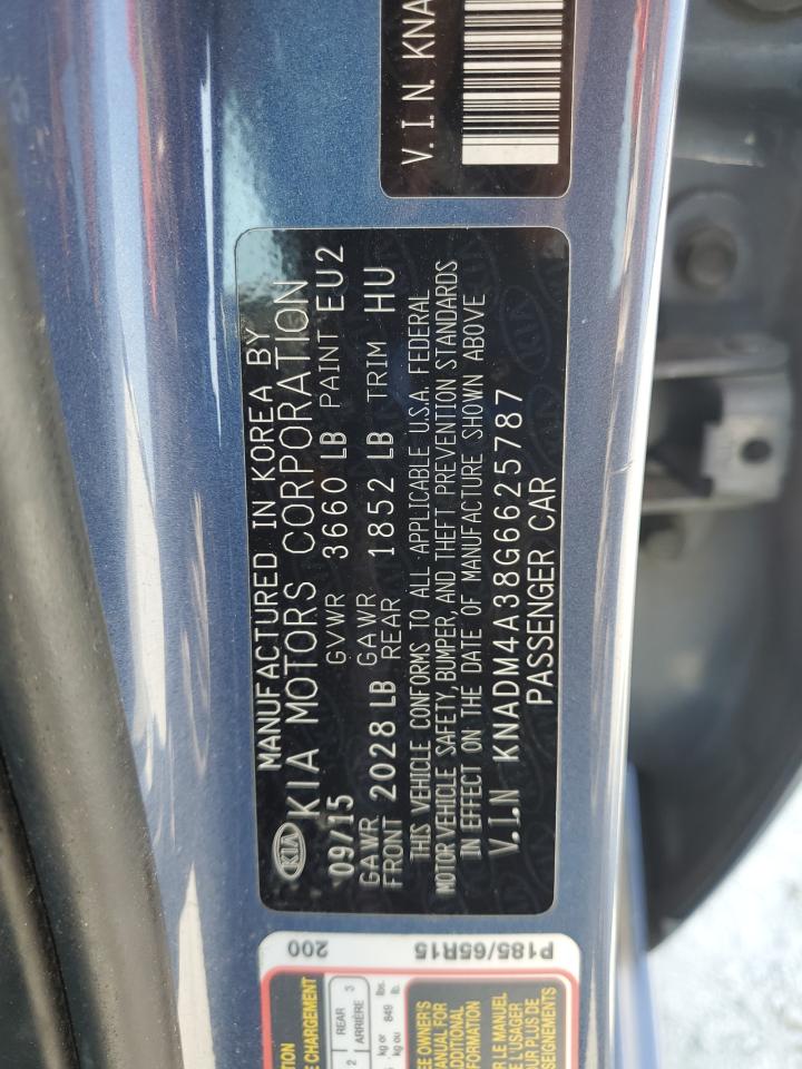 2016 Kia Rio Lx VIN: KNADM4A38G6625787 Lot: 62281095