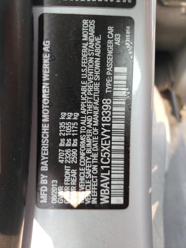 2014 BMW X1 xDrive28I VIN: WBAVL1C5XEVY18398 Lot: 58335655