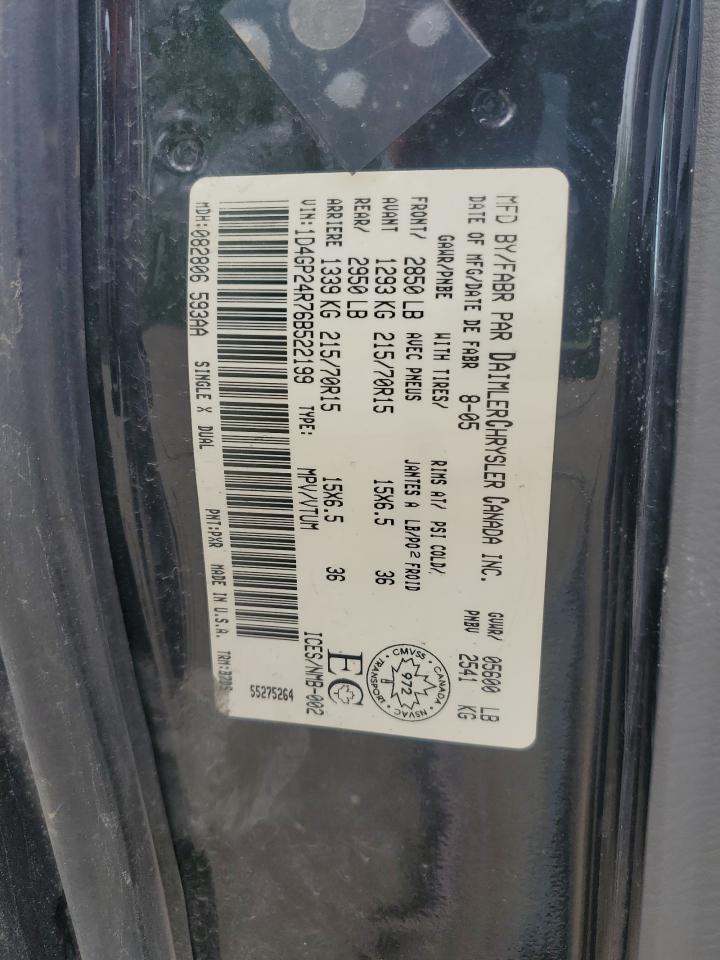 2006 Dodge Grand Caravan Se VIN: 1D4GP24R76B522199 Lot: 60202655