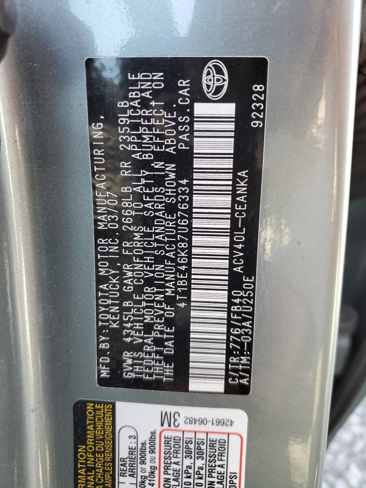 2007 Toyota Camry Ce VIN: 4T1BE46K87U676334 Lot: 61046115