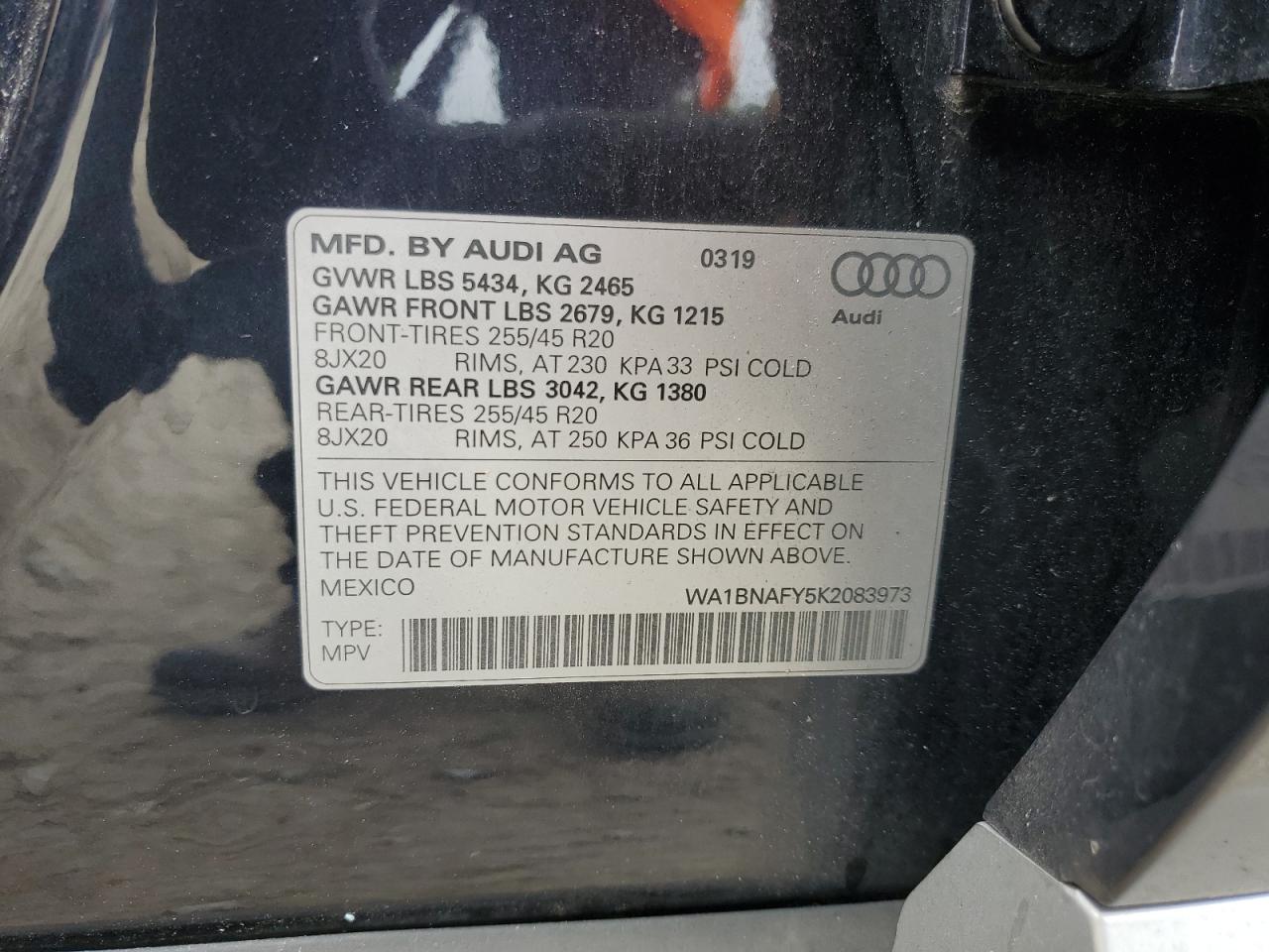 2019 Audi Q5 Premium Plus VIN: WA1BNAFY5K2083973 Lot: 62356175