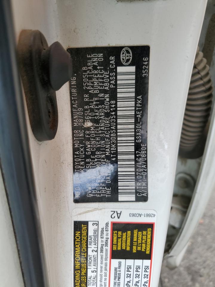 2010 Toyota Avalon Xl VIN: 4T1BK3DB5AU354148 Lot: 62561475