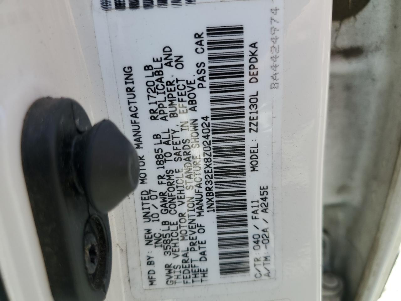 2008 Toyota Corolla Ce VIN: 1NXBR32EX8Z024024 Lot: 63119505