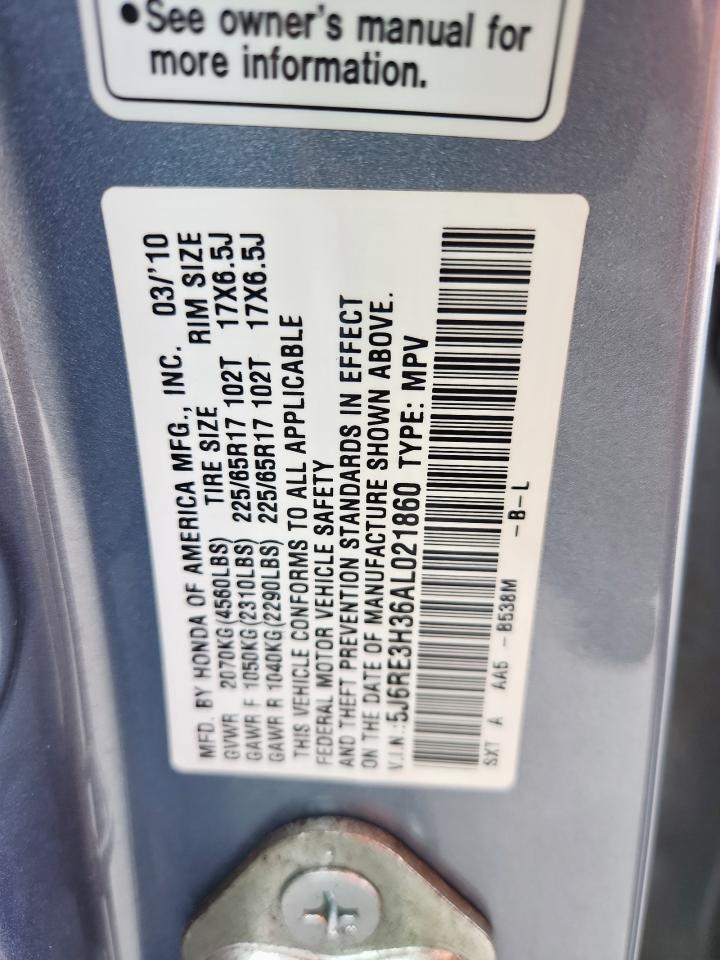 HONDA CRV 2010 VIN 5J6RE3H36AL021860 zdjęcie 14