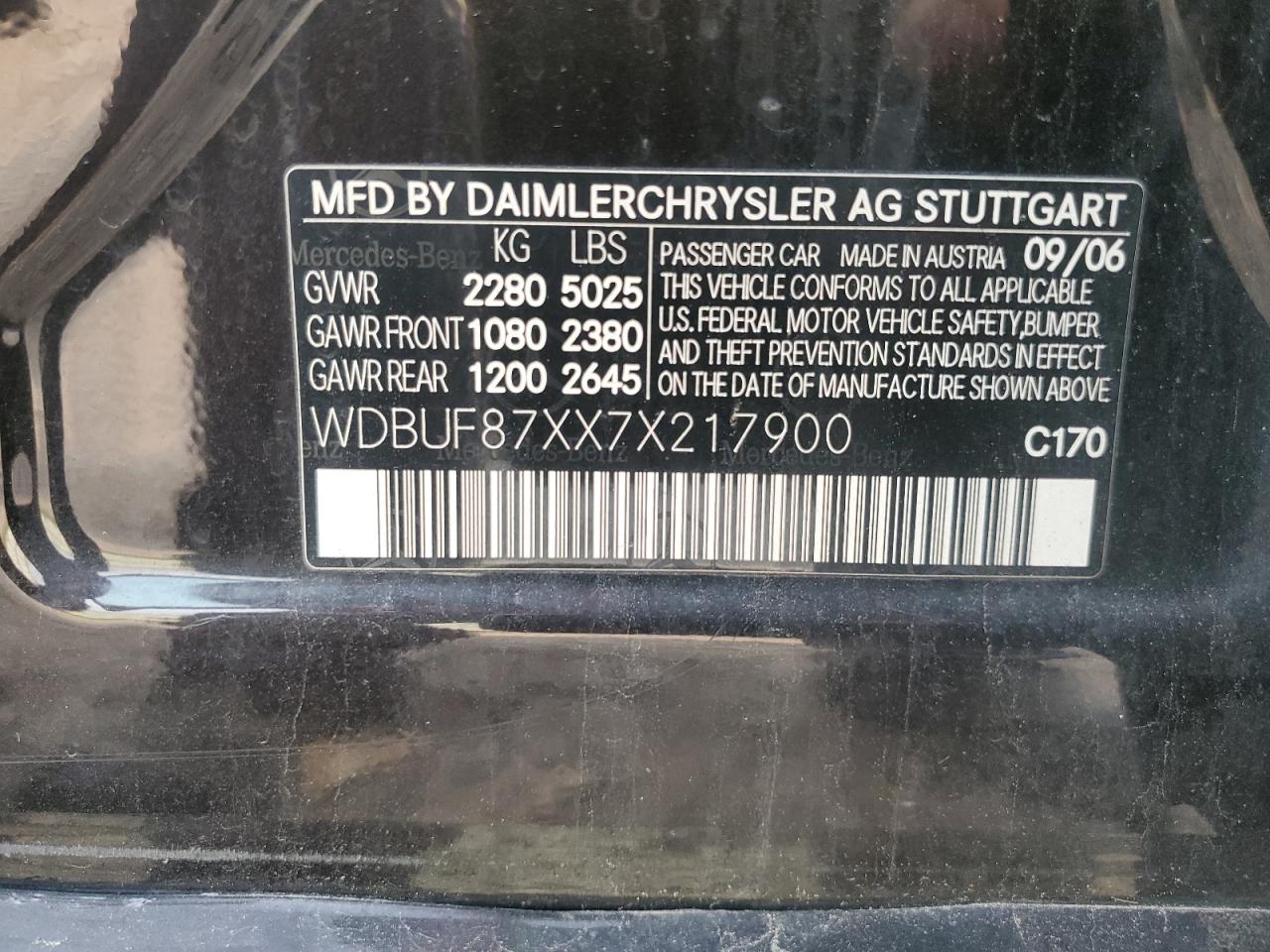 2007 Mercedes-Benz E 350 4Matic VIN: WDBUF87XX7X217900 Lot: 59165285