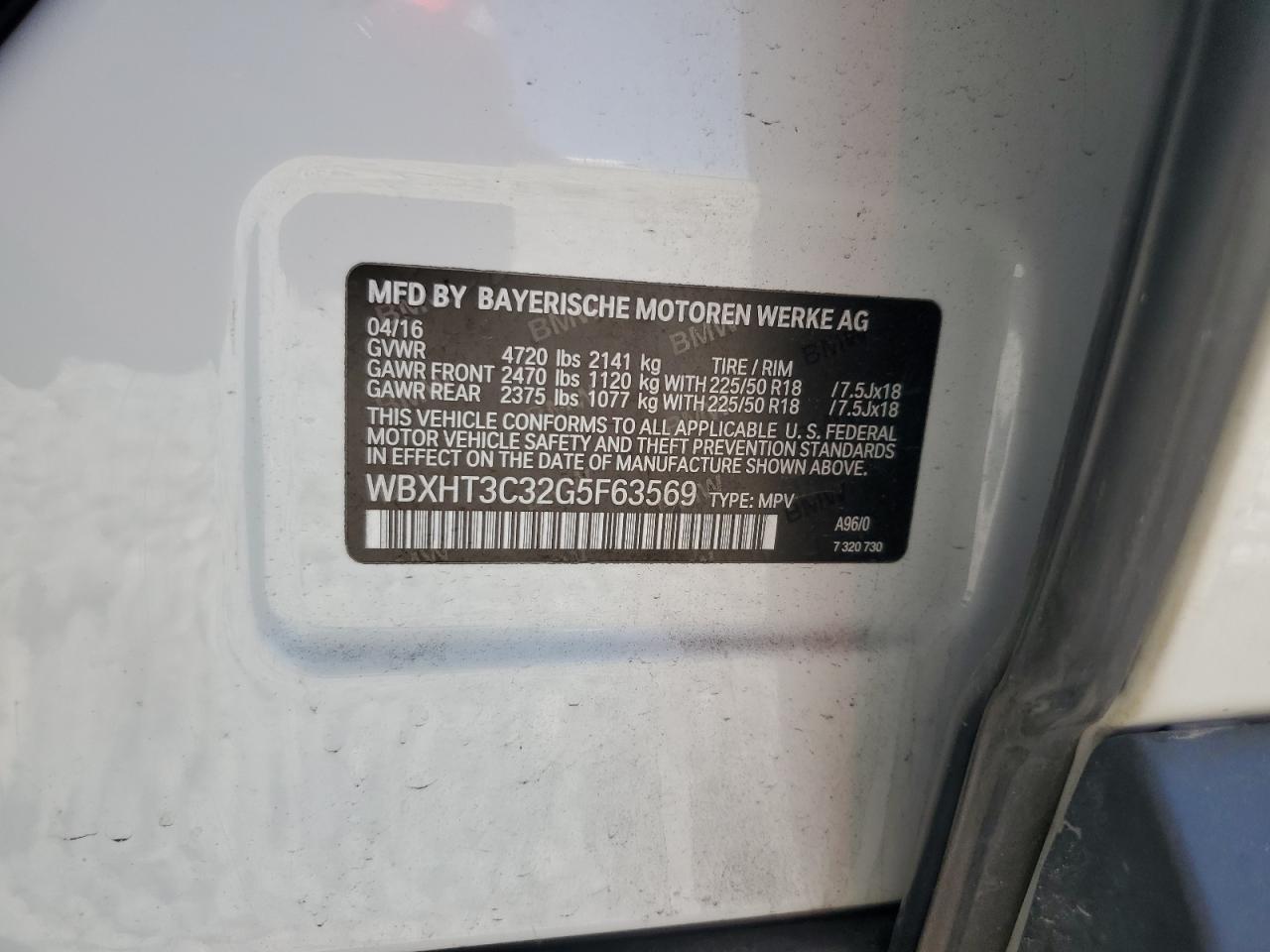 2016 BMW X1 xDrive28I VIN: WBXHT3C32G5F63569 Lot: 62457755