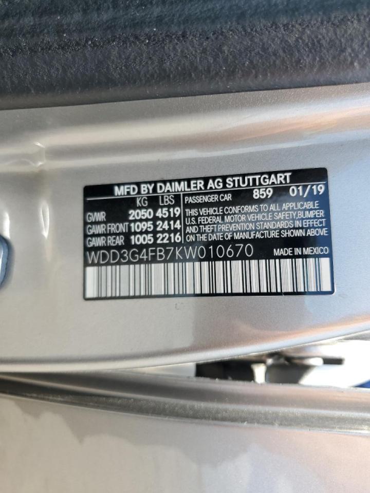 2019 Mercedes-Benz A 220 4Matic VIN: WDD3G4FB7KW010670 Lot: 63070415