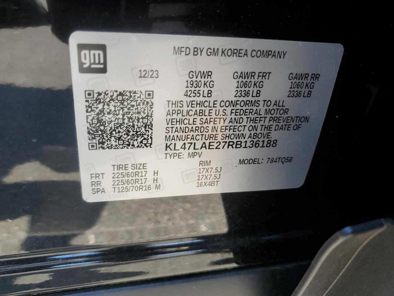2024 Buick Envista Preferred VIN: KL47LAE27RB136188 Lot: 60492115