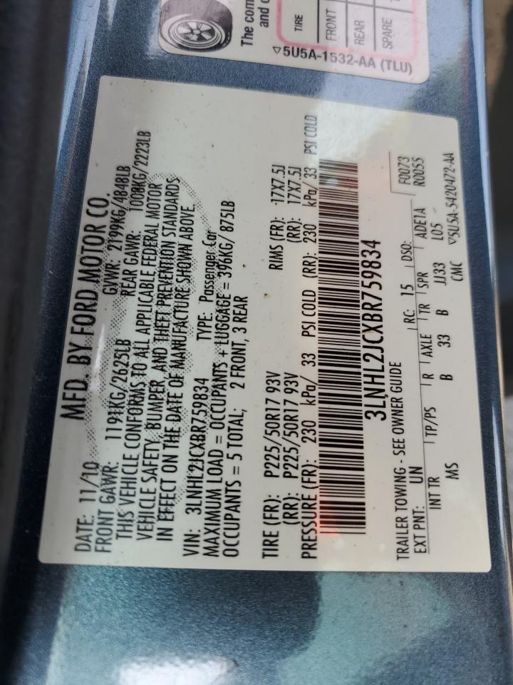 2011 Lincoln Mkz VIN: 3LNHL2JCXBR759834 Lot: 62641215