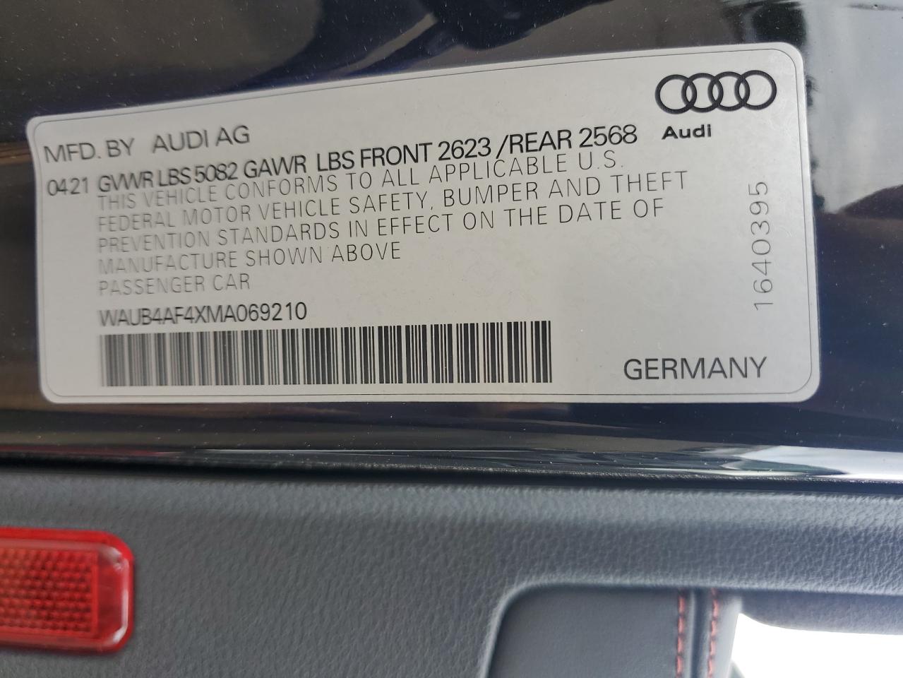 2021 Audi S4 Premium Plus VIN: WAUB4AF4XMA069210 Lot: 62365895
