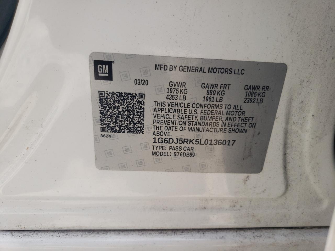 2020 Cadillac Ct4 Luxury VIN: 1G6DJ5RK5L0136017 Lot: 62846905
