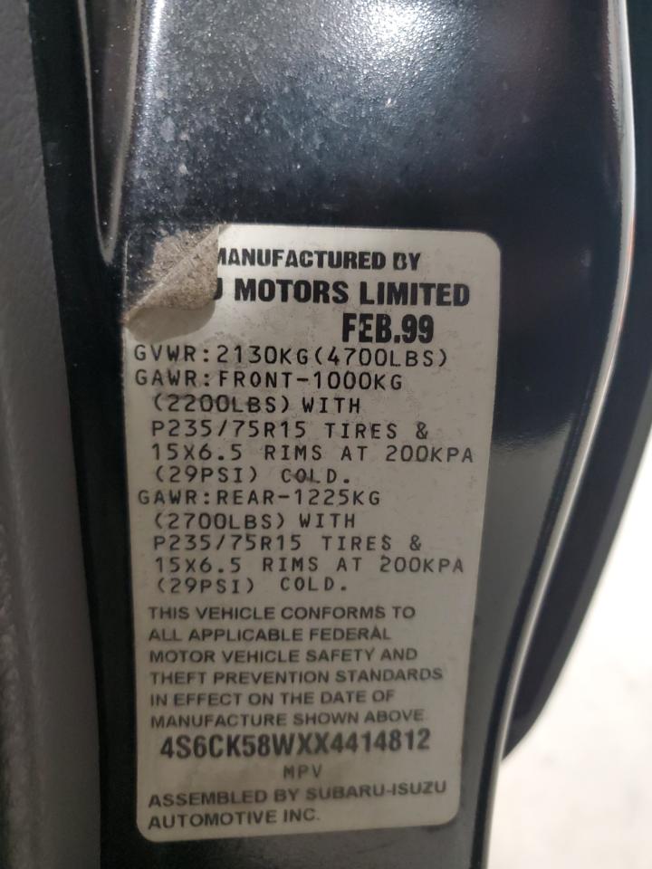 1999 Honda Passport Ex VIN: 4S6CK58WXX4414812 Lot: 61329645