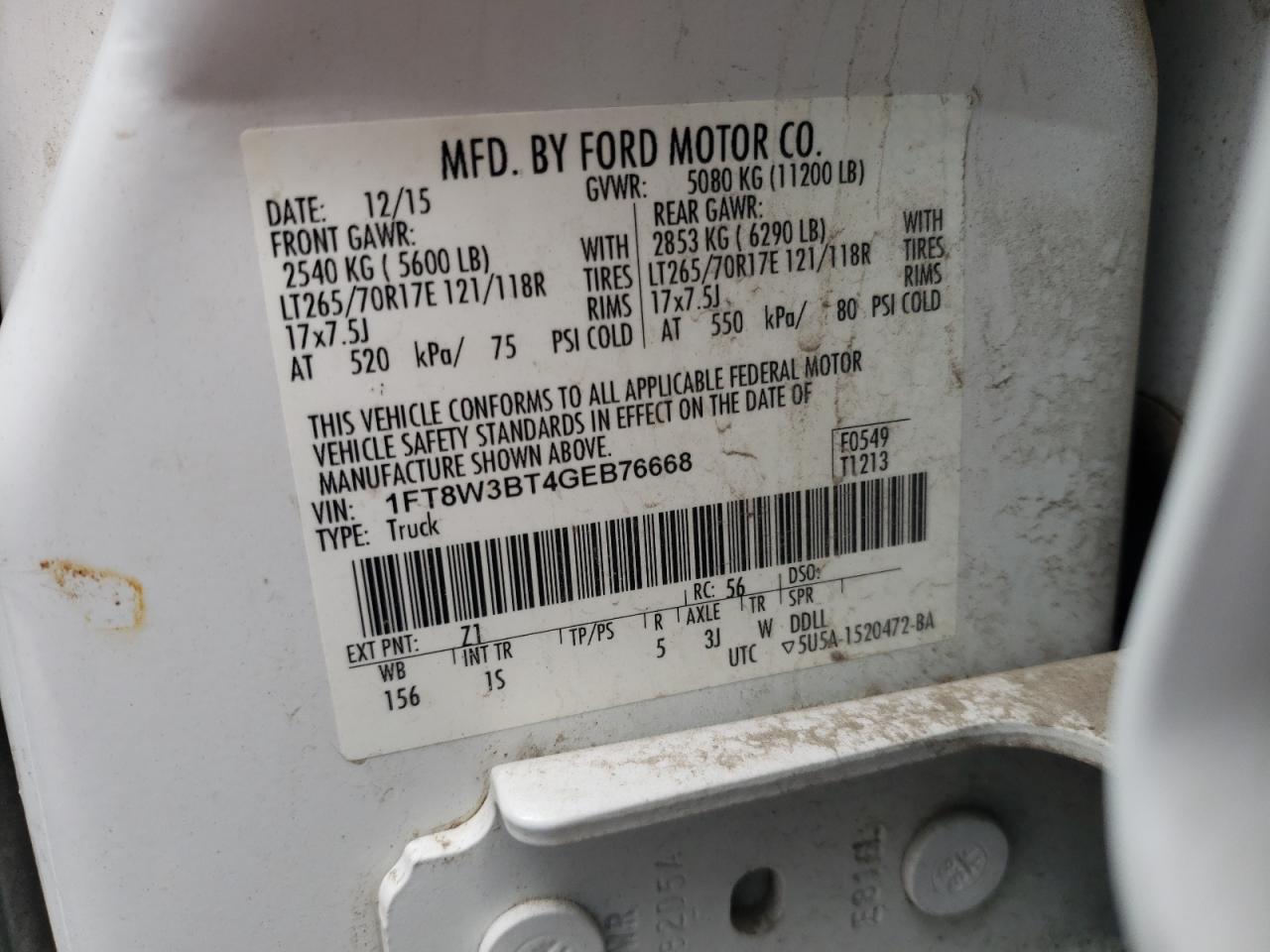 2016 Ford F350 Super Duty VIN: 1FT8W3BT4GEB76668 Lot: 62533035